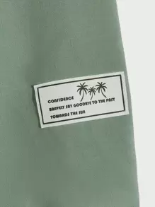 Manfinity Men Letter Patched Shirt & Shorts Without Tee - Mint Green - View 6