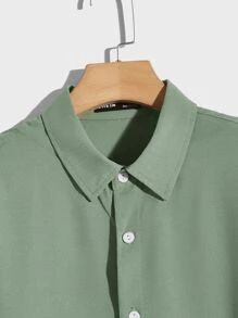 Manfinity Men Letter Patched Shirt & Shorts Without Tee - Mint Green - View 7