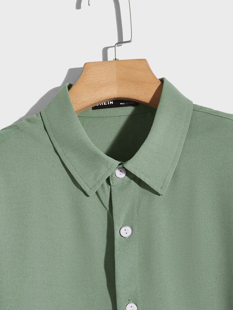 Manfinity 男士字母貼布襯衫和短褲不帶T恤 - 薄荷綠 - 查看 7