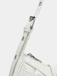 Lightweight,Business Casual Crocodile Embossed Studded Decor Ruched Bag For Teen Girls Women College Students,Rookies & White-collar Workers Perfect for Office,College,Work ,Business,Commute,Outdoors, Travel, Outings