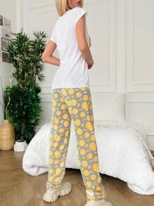 RueChic Letter & Cartoon Graphic PJ Set - Multicolor - View 2