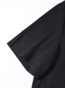 Manfinity Men Reflective Letter Graphic Tee & Shorts - Black - View 4