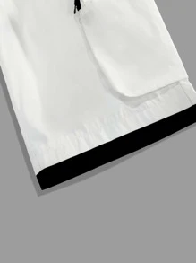 Manfinity Homme Men's Loose Fit Shorts With Drawstring Waist And Contrast Trim Zipper Pockets - White - View 4