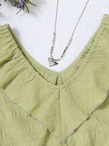 Chicas Top tank ribete con fruncido - Verde Oliva - Ver 4