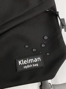 College Style Messenger Bag With Pendant, Waterproof, Large Capacity, Multi-Pocket, Flap Cover, Zipper Closure, Lightweight, Foldable, Suitable For Middle/High School, University Students, & Versatile For Men & Women Shopping Bag Canvas Tote Bag - Black - View 8