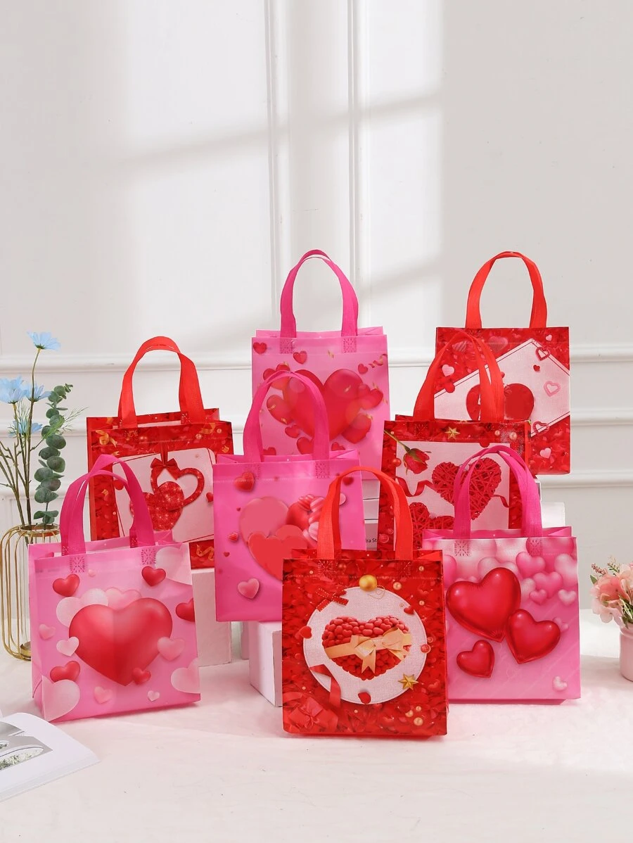 8pcs Heart Pattern Gift Bag - Multicolor - View 1