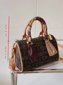 Túi đeo chéo Nữ Tương phản ràng buộc Lá thư Có thể điều chỉnh được Đôi tay cầm Thanh lịch - Nhiều màu - Xem 5