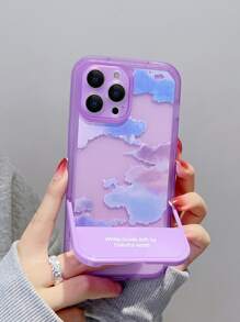 具有內置支架的雲印花貼紙手機殼，適用於iPhone - 彩色 - 查看 1