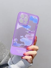 具有內置支架的雲印花貼紙手機殼，適用於iPhone - 彩色 - 查看 3