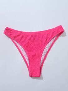 Swim Basics Summer Beach Solid Textured Bikini Bottom - Hot Pink - View 3
