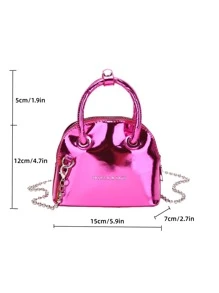 CONTAINEVERY Mini Metallic Letter Detail Chain Dome Bag - Hot Pink - View 3