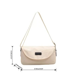 字母貼布翻蓋流浪包 - 白色 - 查看 3