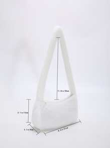 Fuzzy, Soft, Plush Minimalist Fluffy Hobo Bag For Girls, Women, College Students, Rookies & White-collar Workers For Work, Office, Commute, For Autumn & Winter, Warm Winter, Outdoors - White - View 3