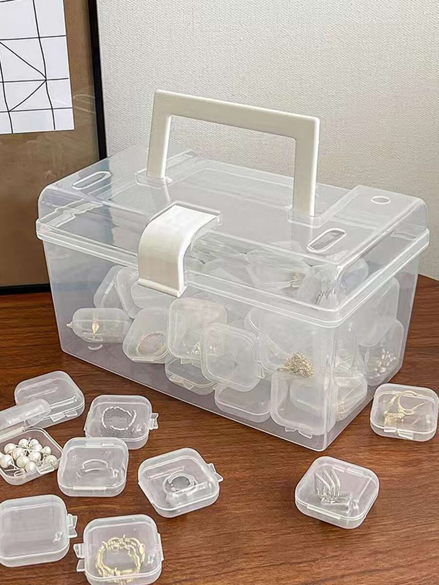 1 set Caja de almacenamiento de joya transparente