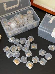 1 set Caja de almacenamiento de joya transparente