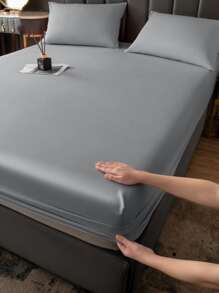 1 pieza Sábana bajera liso impermeable - Gris Claro - Ver 11