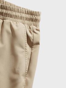 GENTILAND Loose Fit Men Textured Knit Shirt & Drawstring Waist Shorts - Khaki - View 4