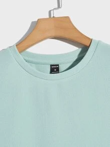 Manfinity VCAY Men Letter Patched Detail Tank Top, Sleeveless Plain Light Green Going Out Korean Fashion Tank Top - Mint Green - View 6