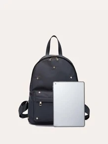 Funktionaler Rucksack mit Metall Dekor - Schwarz - Übersicht 3