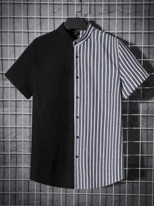 GENTILAND Men Striped Print Button Front Shirt - Multicolor - View 1