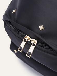 Funktionaler Rucksack mit Metall Dekor - Schwarz - Übersicht 7