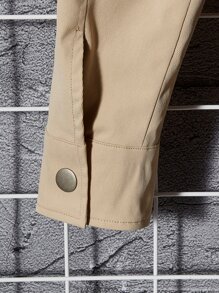 Manfinity Men Flap Pocket Button Front Jacket Without Tee - Khaki - View 3