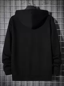 Manfinity VCAY Áo nỉ Nam Dây kéo Slogan Giải trí - màu đen - Xem 2