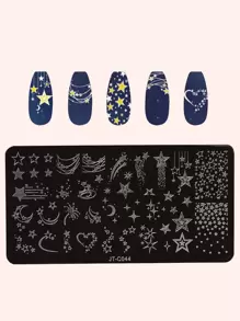 1sheet Star & Moon Pattern Gel Polish Design Nail Art Stamper For Slow Drying Nail Polish Nail Stamper Plates For Manicure Salon,Nail Supplies,Nail Tools,Nail Art Tools,Back To School,Nails,Nail Tools For Press On Nails - Multicolor - View 1