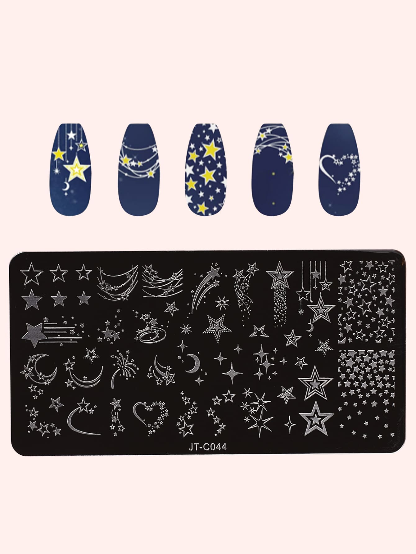 1sheet Star & Moon Pattern Gel Polish Design Nail Art Stamper For Slow Drying Nail Polish Nail Stamper Plates For Manicure Salon,Nail Supplies,Nail Tools,Nail Art Tools,Back To School,Nails,Nail Tools For Press On Nails - Multicolor - View 1