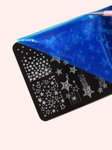 1sheet Star & Moon Pattern Gel Polish Design Nail Art Stamper For Slow Drying Nail Polish Nail Stamper Plates For Manicure Salon,Nail Supplies,Nail Tools,Nail Art Tools,Back To School,Nails,Nail Tools For Press On Nails - Multicolor - View 2