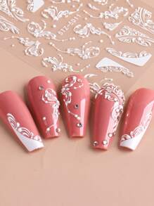 FULL BEAUTY 2sheets Scroll Pattern Nail Art Sticker - White - View 4