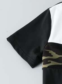 Chicos Pantalones deportivos con camiseta con estampado de camuflaje de color combinado - Multicolor - Ver 3