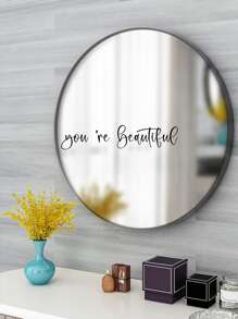 1 pieza Pegatina de pared con estampado de slogan - Negro - Ver 2