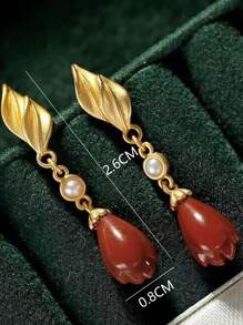 Faux Pearl & Flower Decor Drop Earrings - Multicolor - View 4