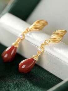 Faux Pearl & Flower Decor Drop Earrings - Multicolor - View 5