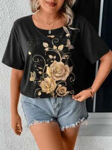 SHEIN LUNE Camiseta con estampado floral