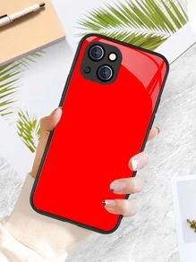 1 Ốp lưng điện thoại bằng kính màu đỏ nguyên chất tương thích với iPhone 16/16 Pro/16 Plus/16 Pro Max, A55/A54/A53, S24/S24 Ultra/S24 Plus/S24 FE, Pixel 9/9 Pro/9 Pro XL - Đỏ - Xem 3