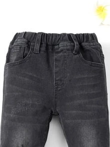 Niñito Jeans desgarro crudo - Negro - Ver 5