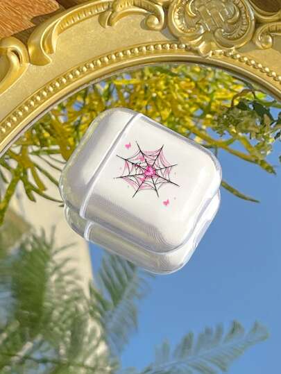 1入組蜘蛛網印花耳機殼適用於Airpods