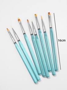 8pcs Acrylic Handle Nail Art Brush Set, Blue - Baby Blue - View 7