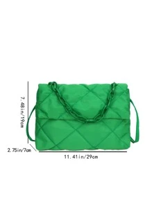 絎縫圖案鏈條裝飾翻蓋方包