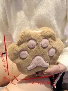 迷你撞色毛茸茸異形包 - 棕色 - 查看 7