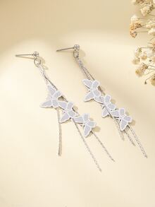 Bông tai thả trang trí hình bướm - Bạc - Xem 5