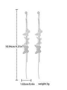 Bông tai thả trang trí hình bướm - Bạc - Xem 3