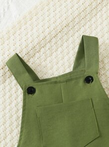 SHEIN 小男童字母補丁細節背帶連體短褲