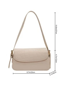 PU Solid Color Casual Shoulder Bag For Women, Multi-Pocket Design - Beige - View 3