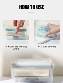 1pc Soap Box Hand Free Foaming Soap Dish, Multifunctional Soap Dish Hand Free Foaming Draining Household Storage Box Cleaning Tool - Clear - View 4