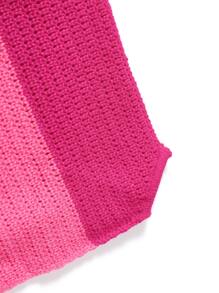 Breezaya Top de punto de rayas de espalda abierta con cordón bajo asimétrico - Rosa - Ver 4