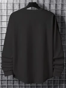 Manfinity Hypemode Men Solid Curved Hem Tee Without Necklace - Dark Grey - View 2