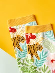 Tropical Equinox Tiger Pattern Crew Socks - Multicolor - View 8